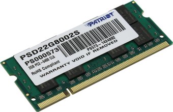 Модуль памяти SO-DIMM 2GB PC-6400 800MHz Patriot