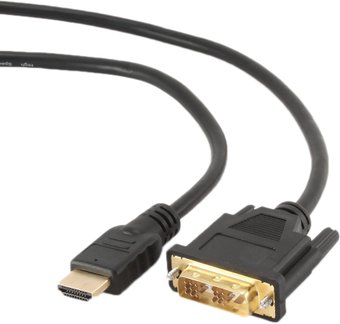 Кабель HDMI to DVI-D  Gembird 0.5м (CC-HDMI-DVI-0.5M),  позолоченные контакты, Black