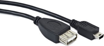 Кабель USB 2.0 OTG A-miniB 0,15m Gembird A-OTG-AFBM-002 Black