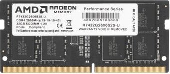 Модуль памяти AMD Radeon R7 32GB DDR4 SODIMM PC4-21300 R7432G2606S2S-U